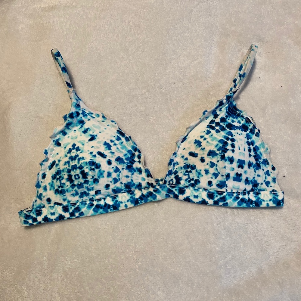 Light Blue and White Swimsuit Top